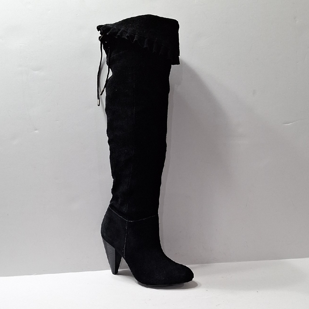 BCBGeneration Black Suede Leather Whimsigoth Over The Knee Boots Size 5.5B